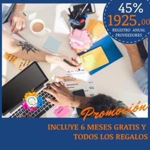 Membresía anual de proveedores y/o servicios con 45% de descuento + 6 meses regalo + todos los regalos